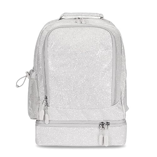 Bentgo Kids 2-in-1 Backpack & Insulated Lunch Bag - Glitter Designed 16” Backpack for School & Travel -, Durable, Water Resistant, Padded, & Large Compartments (Glitter Edition - Silver) - Image 1