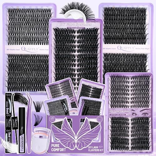 DIY Lash Cluster Kit – 1184pcs 40D-100D Natural Soft Cluster Lashes 8-18mm D Curl with Lash Bond&Seal Remover Tweezere Lash Curler All Tools In One Box - Image 1