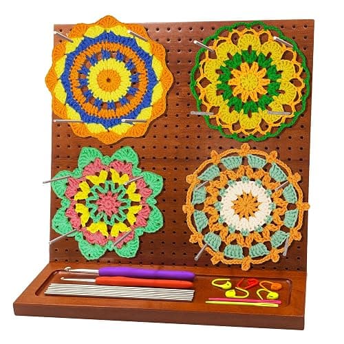 Crochet Blocking Board with 16 Pegs, 11x11 Inch: Granny Square Blocking Board - Gifts for Women, Mom, and Mother, Blocking Boards for Crochet Projects - Image 1