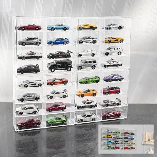 KASTUN Display Case for 32 Hot Wheels,Matchbox Cars,Display Case Wall Mount,Transparent Storage Case for 1/64 Diecast Cars,Wall Hanging,Stackable,Clear,Dustproof - Image 1