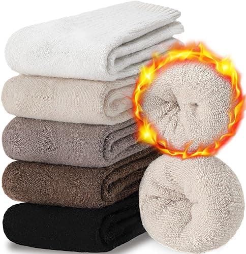 EBMORE Womens Merino Wool Socks Winter Warm Hiking Thick Thermal Cozy Boot Crew Comfy Socks 5 Pairs - Image 1