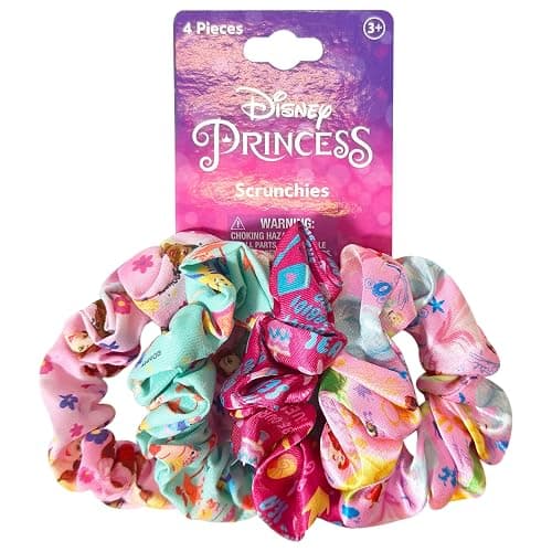 LUV HER Disney Princess Cute Scrunchies for Girls of All Ages - 4 Large Hair Scrunchies - 4 Printed Scrunchies with Your Favorite Characters - Hair Accessories for girls 3+ - Image 1