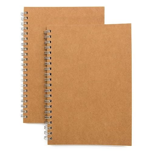 Soft Cover Spiral Notebook Journal 2-Pack, Blank Sketch Book Pad, Wirebound Memo Notepads Diary Notebook Planner with Unlined Paper, 100 Pages/ 50 Sheets, 7.5 inch x 5.1 inch (Brown) - Image 1