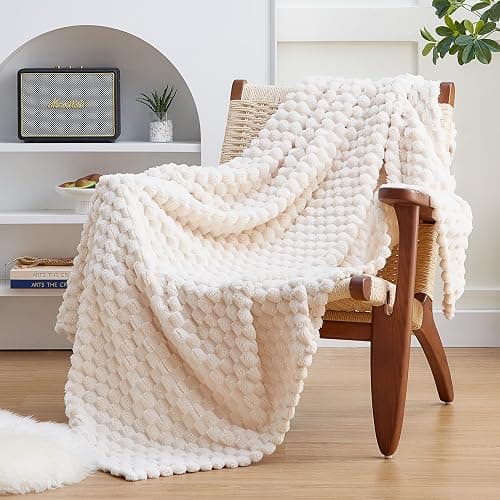 EXQ Home Fleece Throw Blanket for Couch or Bed - 3D Imitation Turtle Shell Jacquard Decorative Blankets - Cozy Soft Lightweight Fuzzy Flannel Blanket Suitable for All Seasons(50"×60",Beige) - Image 1