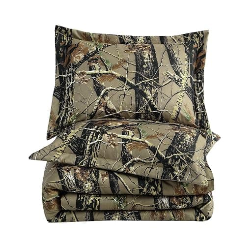 Chezmoi Collection Salem 3-Piece Cabin Lodge Forest Woods Comforter Set - Nature Camo Tree Leaves Printed Soft Microfiber Bedding - Natural, King - Image 1