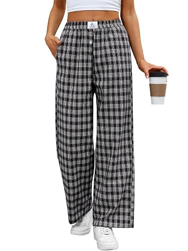 ANRABESS Womens Striped Gingham Pants 2025 Pajama Lounge Boxer Pants Cute Comfy PJ Bottoms with Pockets Y2K Plaid Outfits - Image 1