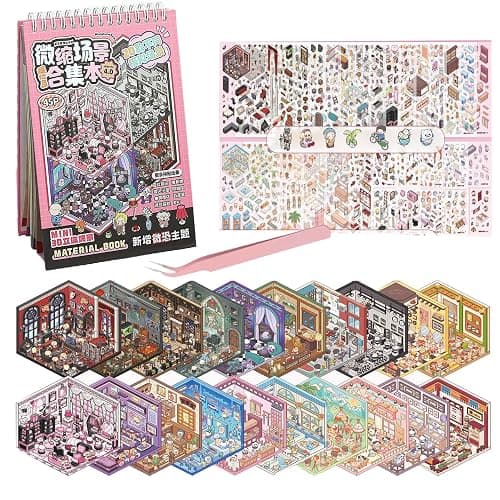 20 Sets 3D Sticker Scene Book for Adults & Kids - DIY DIY Horror Adventure House, Fantasy Art Therapy Stickers Collection | Stress Relief, Home Decoration (Sticker Therapy Activity Book - Image 1