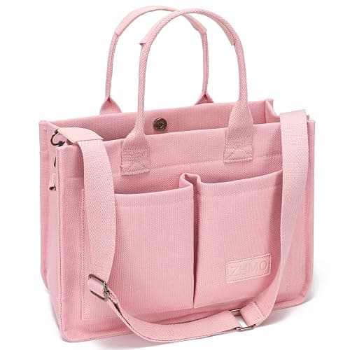 ZHMO Canvas Tote Bag for Women,Womens Purse Handbags Totes Bags Crossbody Work Laptop Book Bag for Travel Nurse College Gift - Canvs Passionate Pink - Image 1