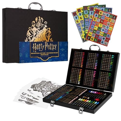 Harry Potter Colored Pencils 130pcs Art Supplies Drawing Kit School Supplies Painting Girls Drawing Pencils Art Kit Travel Case with Crayons Arts and Crafts for Kids 4-12 (Black) - Black - Image 1