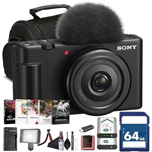 Sony ZV-1F Vlogging Camera (Black) 20.1 MP 1” Sensor | Ultra-Wide 20mm Lens |4K Video | Compact Creator Kit with Case, 64GB Card, NP-BX1 Battery, Card Reader, Photo Software, HDMI Cable and More - Image 1