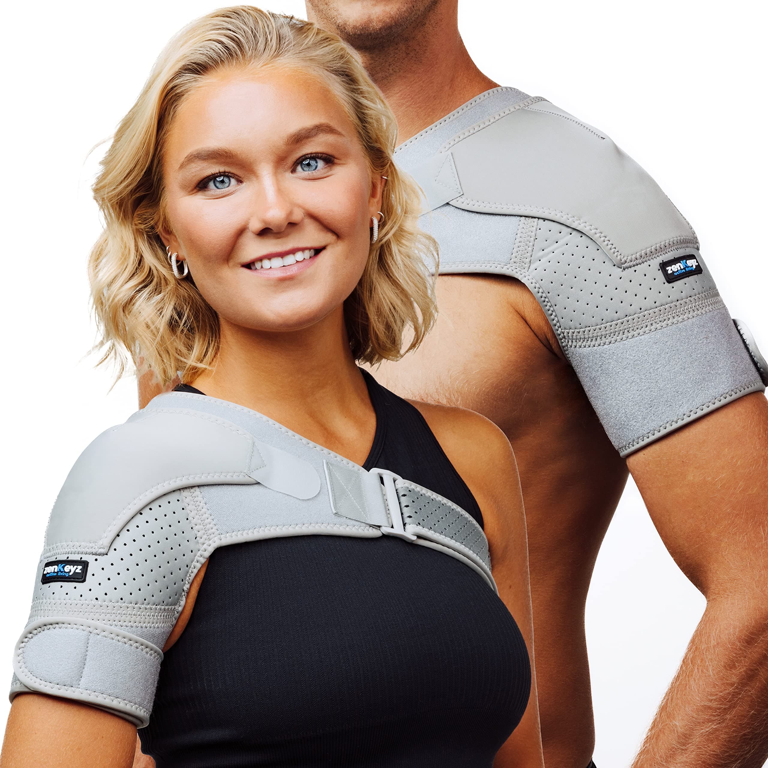 ZENKEYZ Shoulder Brace for Men & Women, Size rage XS-3XL, Torn Rotator Cuff, Tendonitis, Dislocation, Pain, Neoprene Shoulder Compression Sleeve Wrap (Black, Large/X-Large) - Image 1