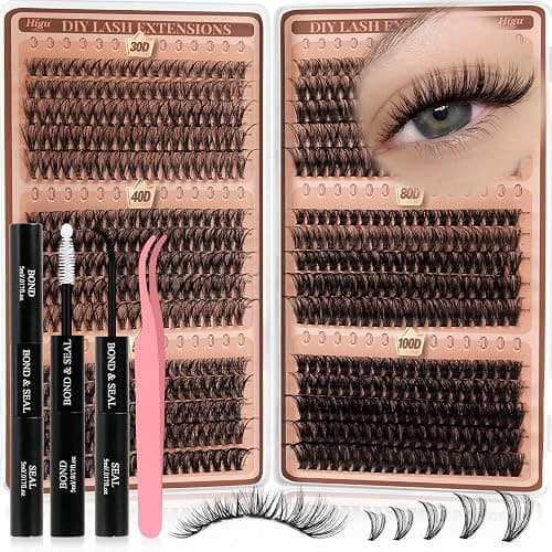Higu clace 580 pcs Wimpern-Extensions 30-40-50-60-80-100D | Lash-Extension-Set Künstliche Wimpern für Wimpernverlängerung zu Hause DIY-Wimpern-Extensions für Anfänger(10-18mm) - Image 1