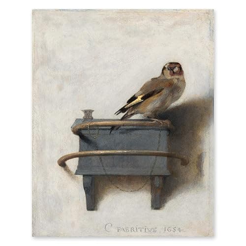 CLOUD NINE PRINTS The Goldfinch Print - Vintage Bird Art, Farmhouse Art Print, Dutch Trompe L'oeil - Unframed - Image 1