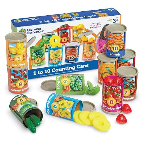 Learning Resources One To Ten Counting Cans - 65 Pieces, Ages 3+ Toddler Learning Toys, Preschool Pretend Play Toys, Supermarket Toys - Image 1