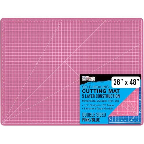 U.S. Art Supply 36" x 48" Self-Healing Cutting Mat 5-Ply - Double-Sided Pink/Blue Craft Mat, Non-Slip Cutting Mats for Crafts, Sewing, Quilting, Scrapbooking - Image 1