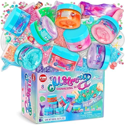 35.16 FL OZ Summer Mermaid Slime Toy for Girls Ages 6-8, FunKidz Big Premade Shimmer Sparkle Glitter Kid Slime 8 Packs Birthday Party Gifts - Image 1