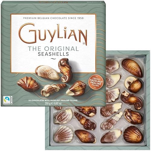 Guylian Belgian Chocolate Seashells, 22 Pieces Hazelnut PralinΓ©, 8.82 Ounce | Gourmet Truffles, Assorted White and Milk Chocolate, Candy Gift Box for Women and Men, Great Gift Idea, Sweet Indulgence - Image 1