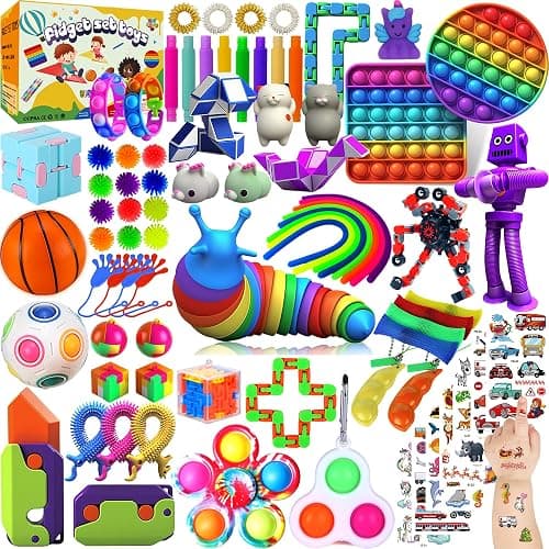 80 Pack Fidget Toys Set,Pop It Relieves Stress and Anxiety Sensory Fidget Toy for Children Girls Adults, Gift for Birthday Party Favors, Classroom Rewards Prizes, Carnival, Piñata Goodie Bag Fillers - Image 1