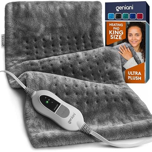 GENIANI Large Electric Heating Pad for Back Pain & Cramps Relief, Mothers Day & Birthday Gifts for Women Mom, FSA HSA Eligible, Auto Shut Off, Machine Washable, Heat Pad for Neck & Shoulder, 12×24" - XL 12"x24" - Tabby Gray - Image 1