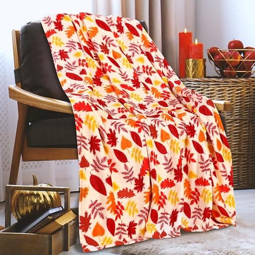 Elegant Comfort Lightweight Throw Blanket- Halloween Themed, Soft, Cozy and Plush- Throw Blankets, Perfect for Lounging This Spooky Season, 50 x 60 inches, Autumn Leaves, Throw Blanket - 50 x 60 - Autumn Leaves - Image 1