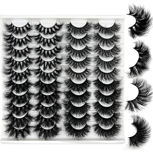 IFSOWDRA Mink Lashes Strip D Curl Volume 20/25mm Long Dramatic Lashes 3D Mink Cat Eye Eyelashes Pack, Wispy False Eyelashes Natural Look (4 Styles) - Image 1