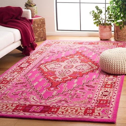 SAFAVIEH Bellagio Collection Accent Rug - 4' x 6', Red & Pink, Handmade Medallion Wool, Ideal for High Traffic Areas in Entryway, Living Room, Bedroom (BLG545B) - Image 1