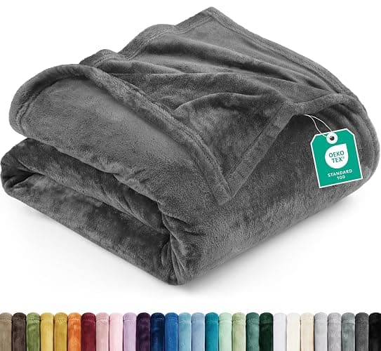 Utopia Bedding Ultra Soft Fleece Bed Blanket Queen Size Grey (90x90 Inches) | Microfiber Plush Warm Lightweight Breathable Cozy Blanket Anti-Static, All Season Use, Gift for Women and Men - Image 1