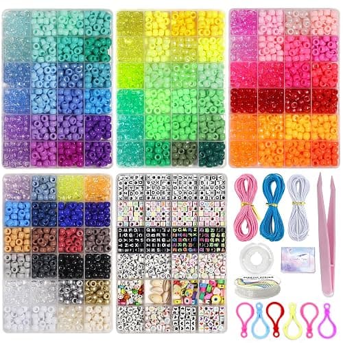 LIS HEGENSA Pony Beads Bulk,Kandi Beads for Necklace Jewelry Making Hair Braiding,Bracelets Making Kits,Hair Bead,Bracelet Beads,Plastic Beads for Crafts Braids Girls (96 Color,4500PCS) - Image 1
