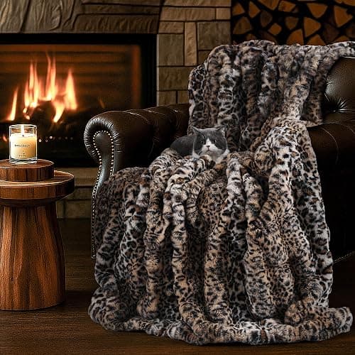 Leopard Print Faux Rabbit Fur Blanket, Soft Plush Bubble Throw Blanket for Couch Bed, Thick Cozy Fuzzy Luxury Minky Blanket, Choice for Women & Home Decor, 60x80inch - Image 1