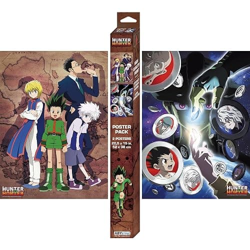ABYSTYLE Hunter X Hunter Boxed Poster Set Includes 2 Unframed Mini Posters 15" x 20.5" featuring Gon, Killua, Leorio, Kurapika, Mereum, Neferpitou Anime Manga Wall Art Room Décor - Image 1