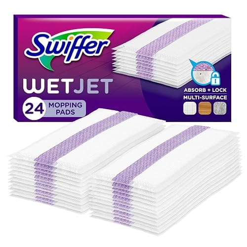 Swiffer WetJet Hardwood Floor Cleaner Spray Mop Pad Refill, Bathroom Cleaning Supplies, Hardwood Floor Cleaner, Multi Surface, 24 Count - Image 1