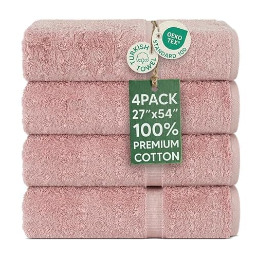 Chakir Turkish Linens | Hotel & Spa Quality 100% Cotton Premium Turkish Towels | Soft & Absorbent (4-Piece Bath Towels, Pink) - Image 1