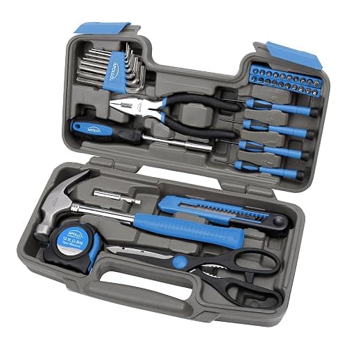 Apollo Tools 39 Piece General Household Tool Set, Blue DT9706 BL | Toolbox Storage Case with Essential Hand Tools for Everyday Home Repairs, DIY and Crafts - Image 1