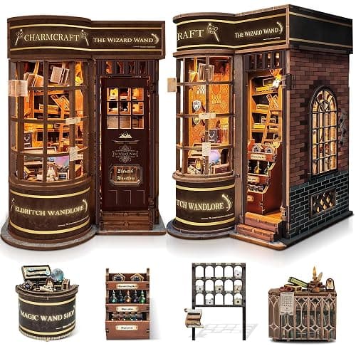 Book Nook Kits for Adults: SUNNINO Book Nook Kit Model Kits Craft Kits for Adults - DIY Miniature House Kit for Bookshelf Booknook Tiny House with Sensor Led Light - Image 1