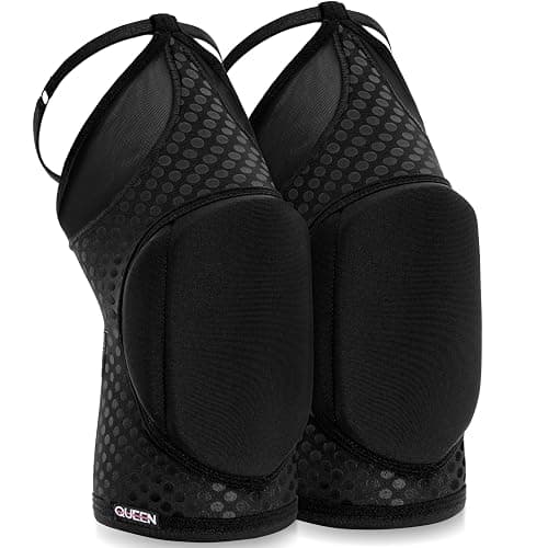 Queen Wear – Black Fire Grip – Pole Dance Knee Pads – Perfect Woman Protection for Ballet Modern Dance and Indoor Sports (L) - Image 1