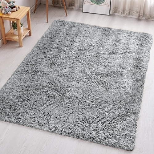 Aspire Homeware Rugs Living Room - Grey Area Rugs for Bedroom Anti Slip - Modern Super Soft Fluffy Shaggy Runner Rug Thick Pile Non Shedding, 60cm x 110 cm - Grey - 60 x 110 cm (Rectangular) - Image 1