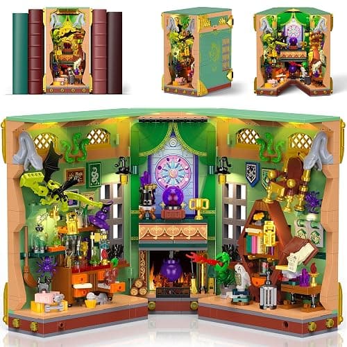 OKKIDY Magic Potion Book Nook Building Set with Light, DIY Booknook Building Block kit for Home Decor Bookshelf, 1033 PCS Miniature Bookend House Building Brick Toy Gift for Adult Kids Boy Girl Age 8+ - Image 1