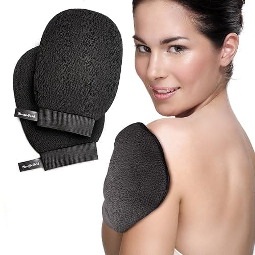 SimpleField Korean Exfoliating Mitt for Remove Dead Skin. 2 Pack 100% Viscose Kessa Deep Exfoliating Gloves for Body Scrub, Keratosis Pilaris and Self Tanning Removal. Easily Smooth Skin Surface. - Image 1