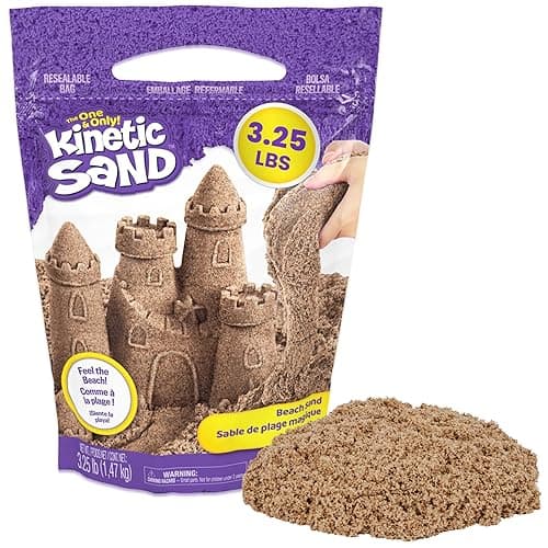 Kinetic Sand, 3.25lbs Beach Play Sand, Amazon Exclusive, Moldable Sensory Toys for Kids, Resealable Bag (Packaging May Vary), for Ages 3 and up - Image 1