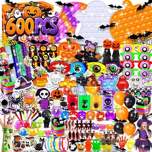 600Pcs Halloween Party Favors for Kids, Bulk Fidget Toys, Non-Candy Treats | Halloween Goodie Bag Stuffers for Classroom Treasure Boxes, Carnival Prizes and School Rewards - Image 1