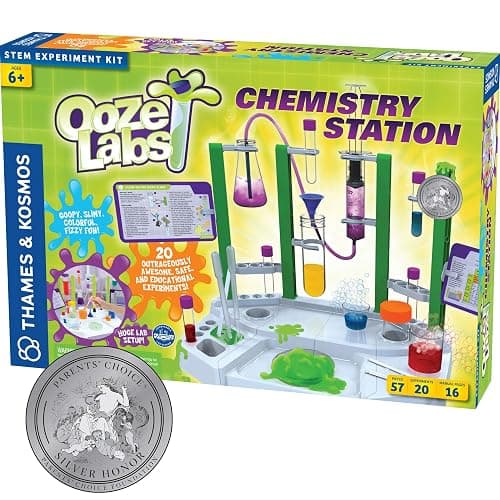 Thames & Kosmos Ooze Labs Chemistry Station Science Experiment Kit, 20 Non-Hazardous Experiments Including Safe Slime, Chromatography, Acids, Bases & More, Multi-Color - Image 1