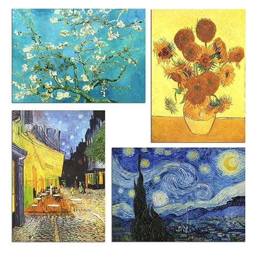 Muzagroo Art Van Gogh Diamond Painting Kits for Adults, DIY 5D Diamond Art Kits for Beginners, Starry Night Arts and Sunflower Crafts Diamond Art for Living Room, Kids Room 4 PCS Wall Art - Image 1
