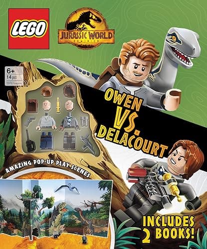 LEGO® Jurassic World™ Owen VS. Delacourt: Activity Book with Fun Facts, Pop-Up Play Scene, and 2 LEGO(R) Minifigures to Inspire Imagination and Creativity! - Image 1