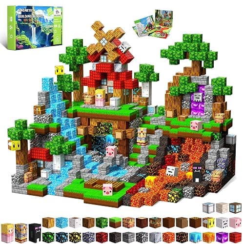 SSAWER Magnetic Blocks, 208PCS Magnetic Building Blocks, Stacking Magnetic for Kids, Sensory Toy for STEM Constructions Magnetic Blocks for Boys Girls Age 3+, Holiday Birthday Gifts - Image 1