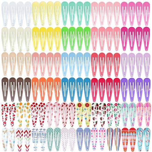 120 Pcs Funtopia 2 Inch Candy Color Barrettes and Non-Slip Metal Snap Hair Accessories for Kids, Teens, and Women (40 Assorted Colors) - Image 1