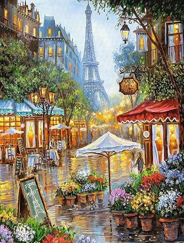 LANDFAIR Diamond Painting Kits - 15x20 inch Round Full Drill Flower Shop de Paris Diamond Art Kits for Adults - Image 1