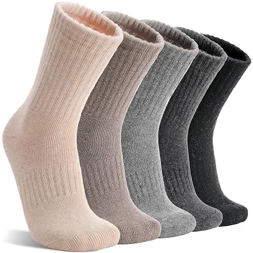 MOGGEI 5 Pairs Womens Merino Wool Socks Hiking Warm Winter Thick Thermal Crew Cozy Cabin Ladies Gift Comfy Boot Work Socks - Image 1