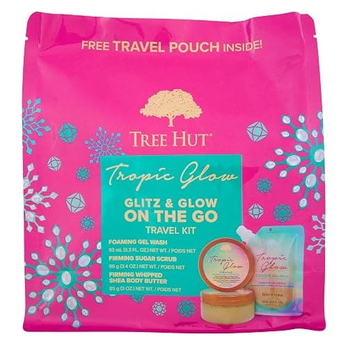 Tree Hut Glitz & Glow On the Go Travel Kit, Tropic Glow Body Care Gift Set, Exfoliating & Hydrating Self Care Essentials, Perfect Skincare Holiday Gift & Stocking Stuffer - Image 1