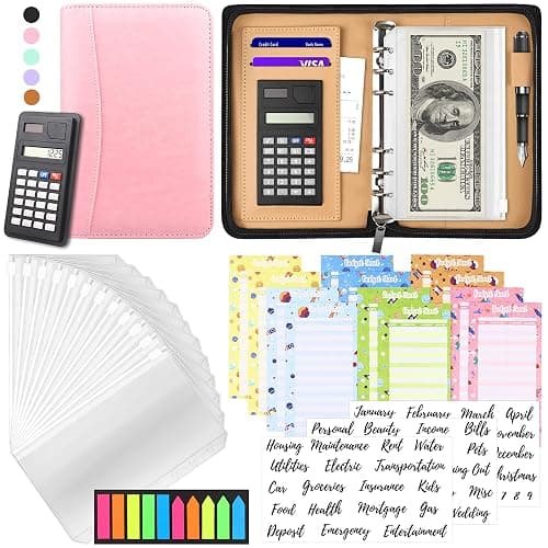 Budget Binder with Zipper Envelopes, Cash Envelopes for Budgeting, A6 PU Leather Budget Planner 2026 with Cash Envelopes Calculator, Bill Money Organizer for Cash Saving Budget System Wallet - Image 1