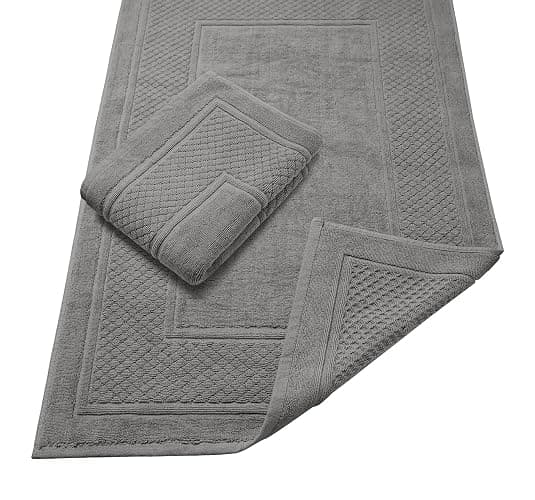 Avalon Towels Bath Mats for Bathroom - Absorbent Bathroom Mats Quick Dry Bath Mat - 100% Cotton Bath Mats Soft Bathroom Floor Mat - Grey Bath Mat Absorbent Bath Mat Set of 2 (22x34 Inches) - Image 1